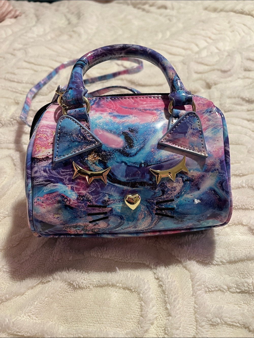 Betsey Johnson Multicolor Marble Cat Face Bag